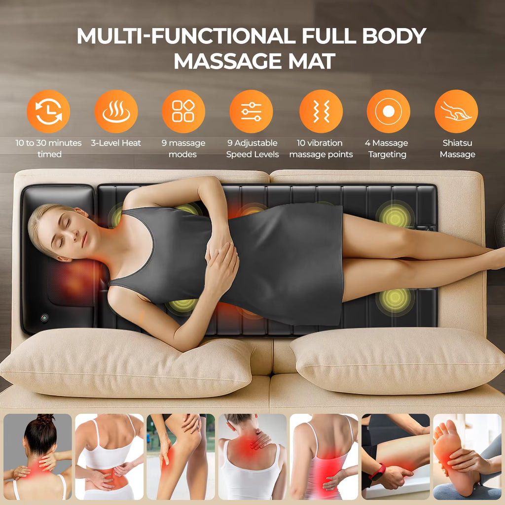 Full Body Heated Massage Mat for Deep Daily Relaxation